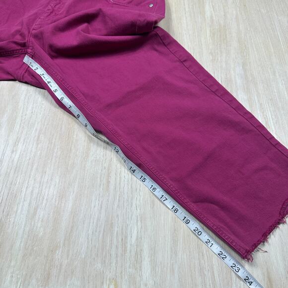 J. Jill Denim High Rise Straight Leg Crop Raw Hem Stretch Burgundy Jeans 18 - Picture 6 of 13